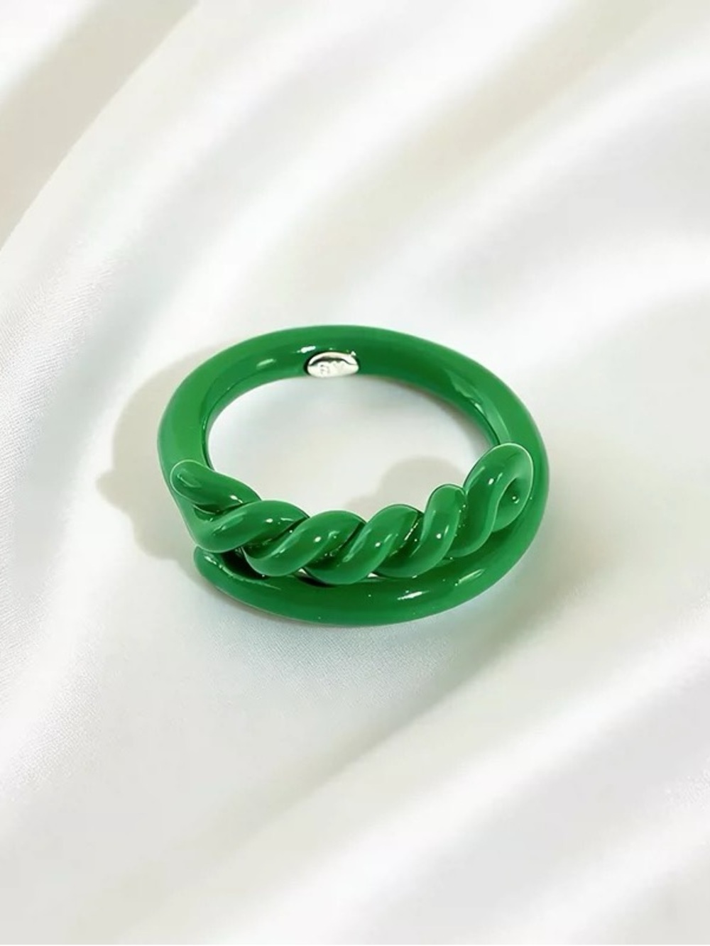 Bottega Veneta style Green Twisted Resin Ring - Women Jewelry